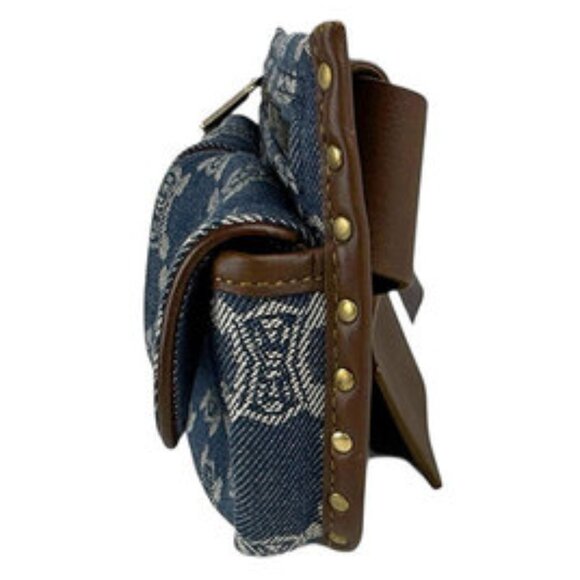 CELINE Waist Bag Paris Macadam Denim Leather Blue x Brown - COA included - Picture 5 of 14